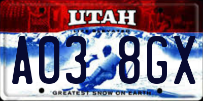 UT license plate A038GX