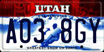 UT license plate A038GY