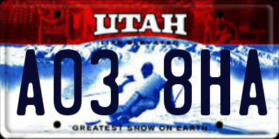 UT license plate A038HA