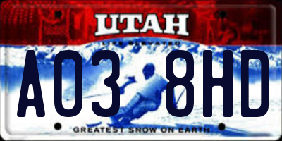 UT license plate A038HD