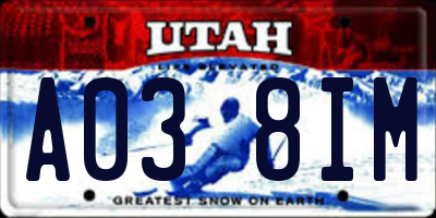UT license plate A038IM