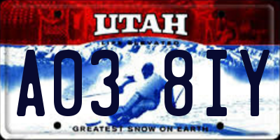UT license plate A038IY