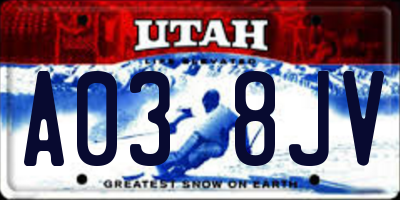 UT license plate A038JV