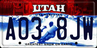 UT license plate A038JW