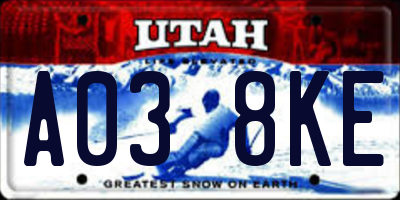 UT license plate A038KE