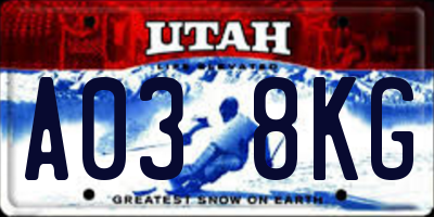 UT license plate A038KG