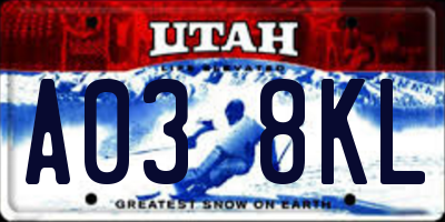UT license plate A038KL