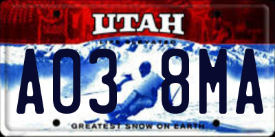 UT license plate A038MA