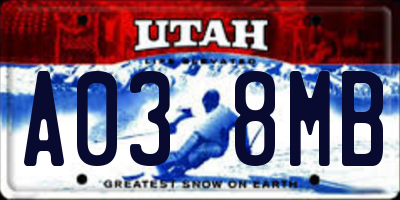 UT license plate A038MB