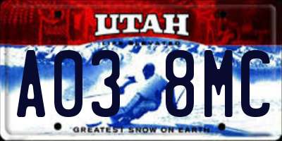 UT license plate A038MC