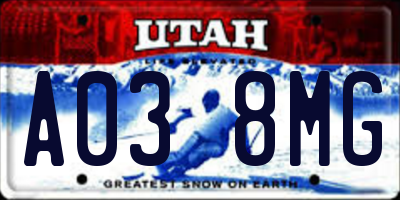 UT license plate A038MG