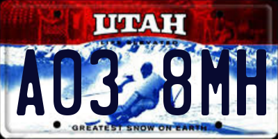 UT license plate A038MH