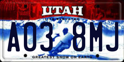 UT license plate A038MJ