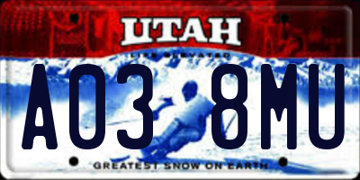UT license plate A038MU
