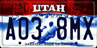 UT license plate A038MX