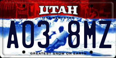 UT license plate A038MZ