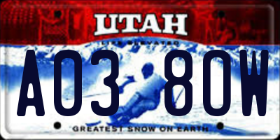 UT license plate A038OW