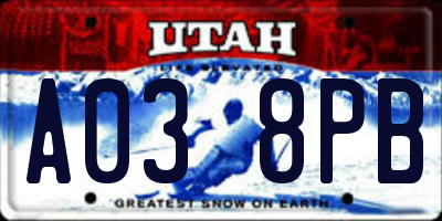 UT license plate A038PB
