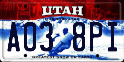 UT license plate A038PI