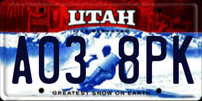 UT license plate A038PK