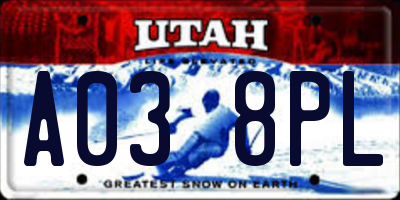 UT license plate A038PL