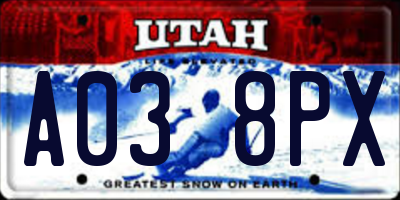 UT license plate A038PX