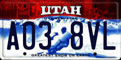 UT license plate A038VL