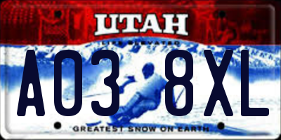 UT license plate A038XL