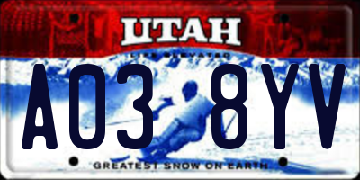 UT license plate A038YV