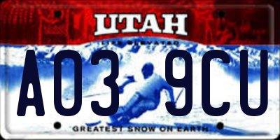 UT license plate A039CU