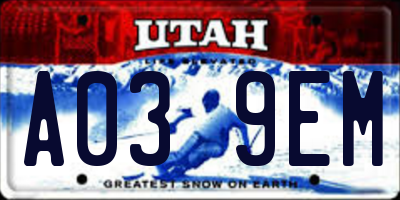 UT license plate A039EM