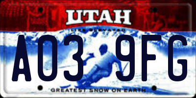 UT license plate A039FG