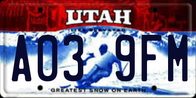 UT license plate A039FM