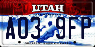 UT license plate A039FP