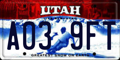 UT license plate A039FT