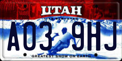UT license plate A039HJ