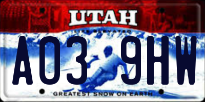UT license plate A039HW