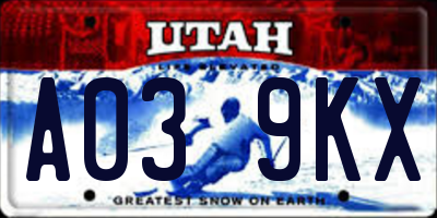 UT license plate A039KX