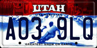 UT license plate A039LQ