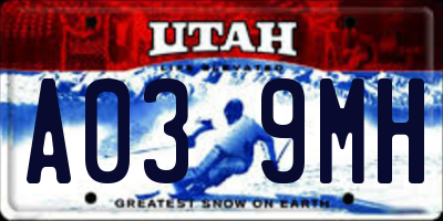 UT license plate A039MH
