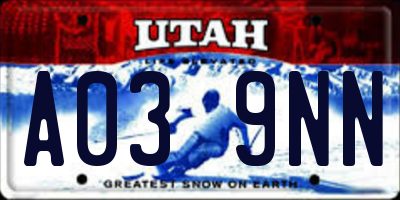 UT license plate A039NN