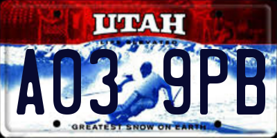UT license plate A039PB