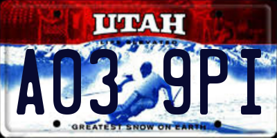 UT license plate A039PI