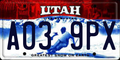 UT license plate A039PX
