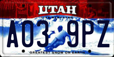 UT license plate A039PZ