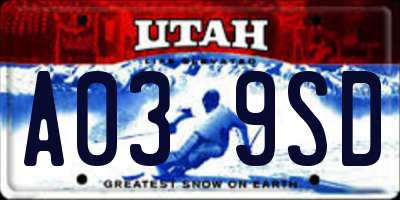 UT license plate A039SD