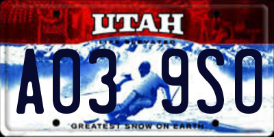 UT license plate A039SO
