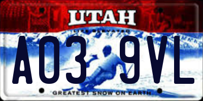 UT license plate A039VL