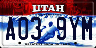 UT license plate A039YM