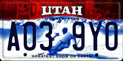 UT license plate A039YO